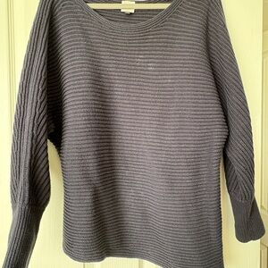 CAbi Gray Crew Neck Sweater with Textured Ribbing